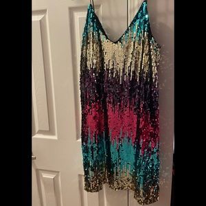 Sequin multi color shirt dress